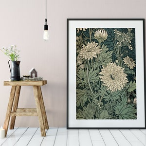 Floral Art Nouveau Print -  William Morris - Bohemian Print Large Artwork - Green