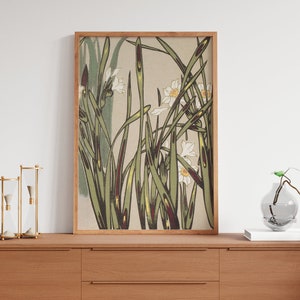 Art Nouveau Floral Poster -  Green Floral Print Bohemian Print - Vintage