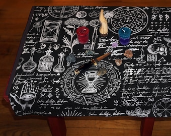Tarot Altar Cloth - Alchemy Design - Spirit Cloth or Altar Cloth - cotton option