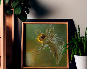 Vintage Fairy - Green Painting - by John Grimshaw. For Your Sacred Space