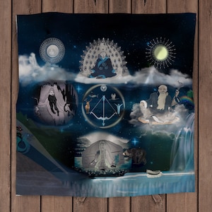 Shaman Altar Cloth - Shamanic Design - Spirit Cloth or Altar Cloth - cotton option