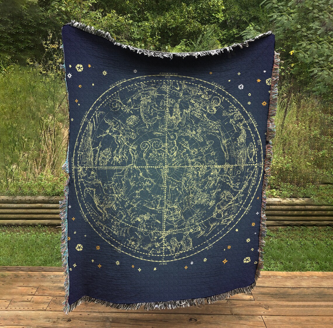 Jacquard Woven Woven Zodiac Tapestry or Blanket Navy Wall Etsy