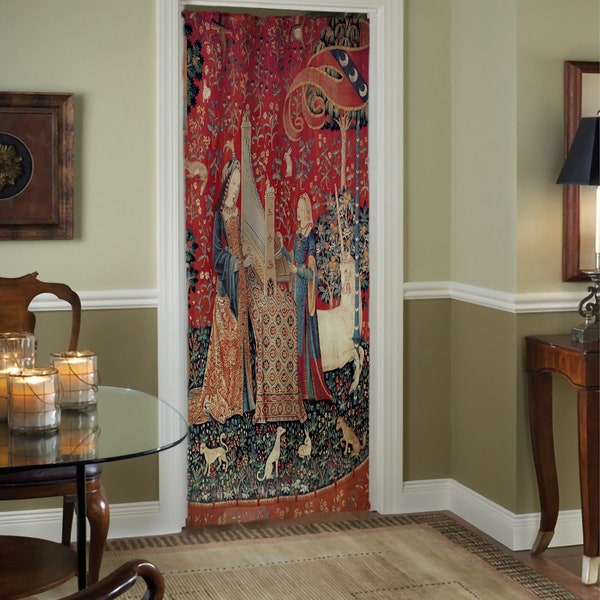Lady with Unicorn Curtain - Door Curtains - Goddess Curtains Nouveau Design Bohemian Art