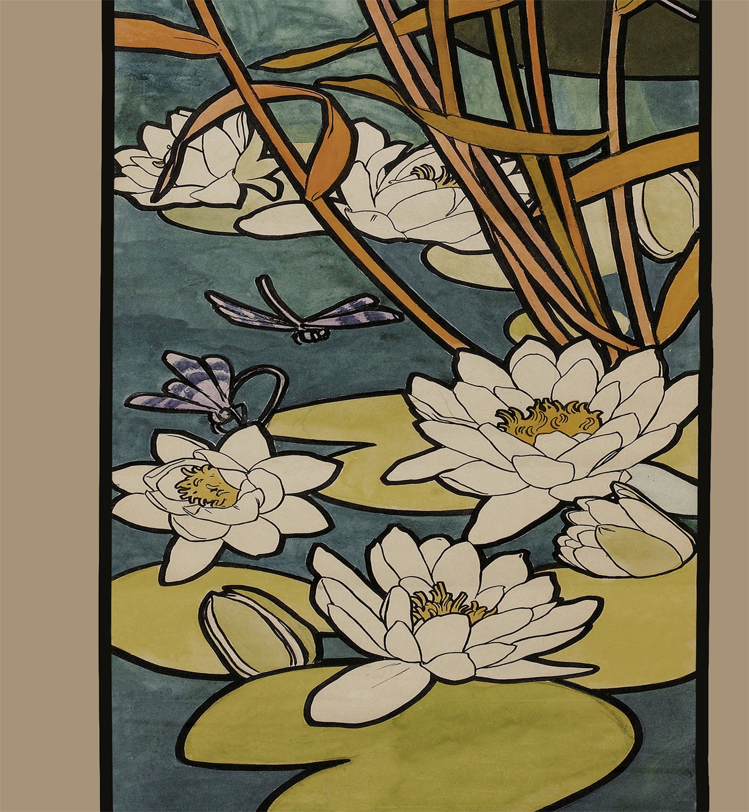 Mucha Floral - Art Nouveau Flowers - Stained Glass Print