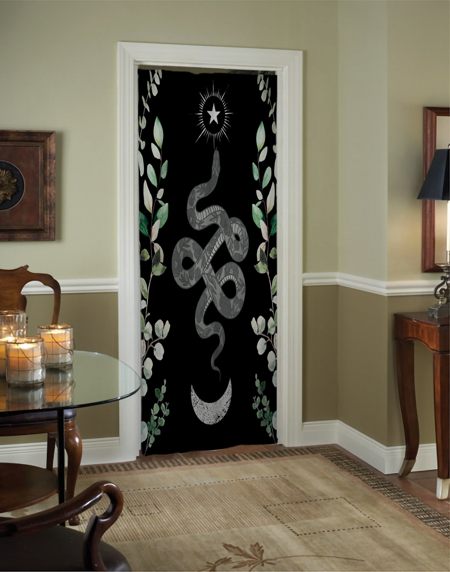Snake Curtains Snakes and Leaves Curtain Door Panel Curtains - Gothic Floral - Alchemy ...