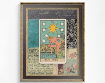 The Star Collage - Tarot Kartendruck: Der Stern, Vintage Kunst Poster