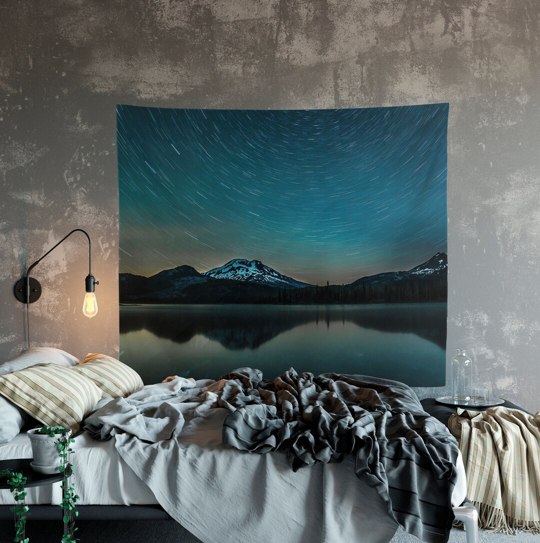 Mountain Tapestry Bend Oregon Star Trails Wall Tapestry Blue - Etsy