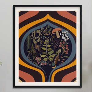 Botany Vintage Illustration - Psychedelic Botanical Print - Retro Floral