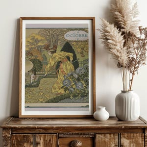 Art Nouveau Seasons Print - Vintage Shabby Chic  - by Eugène Grasset - Vintage Paris, France Poster - Nouveau Design