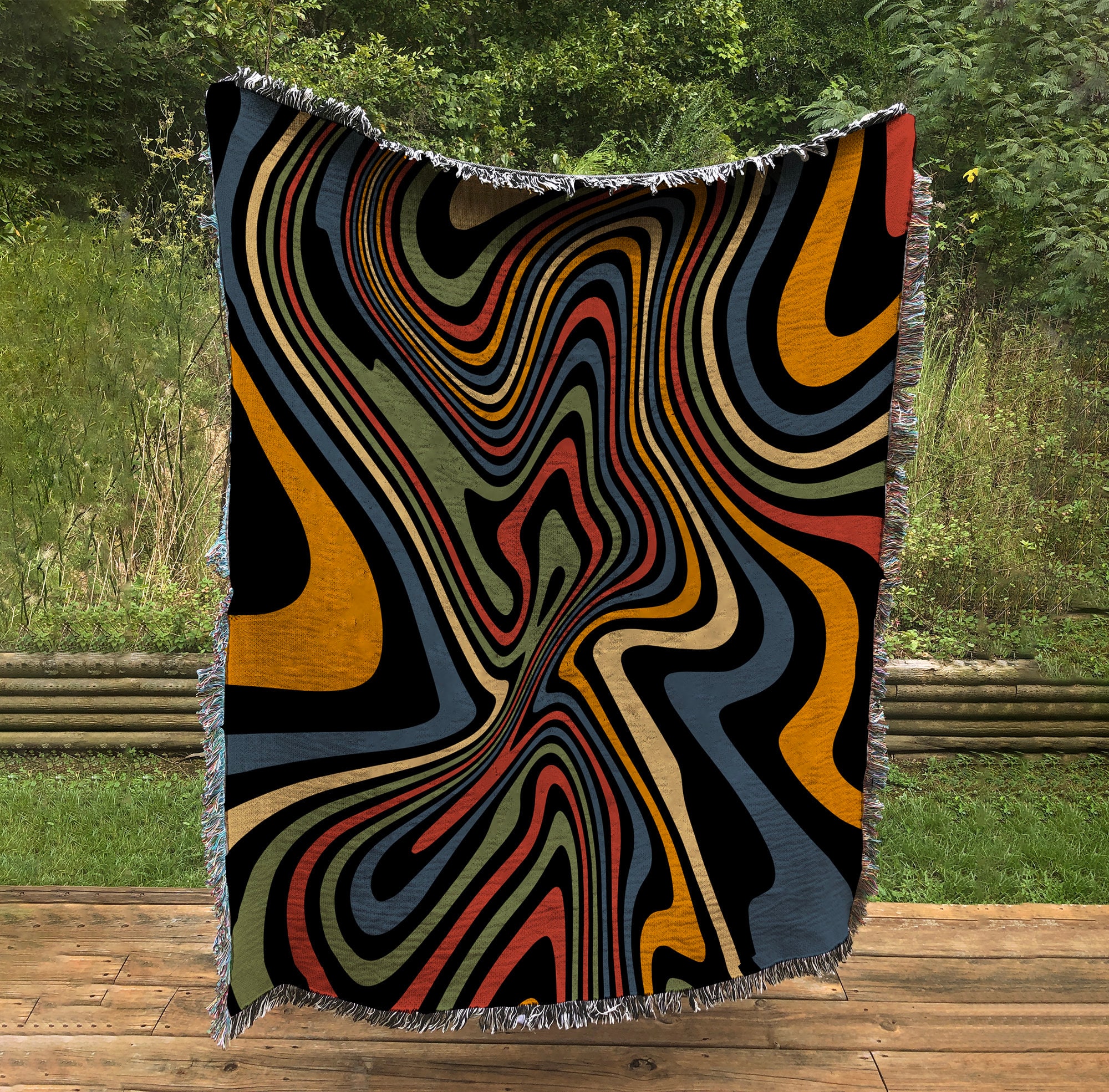 Psychedelic Blanket Woven Modern Abstract Vintage Colors image picture pic