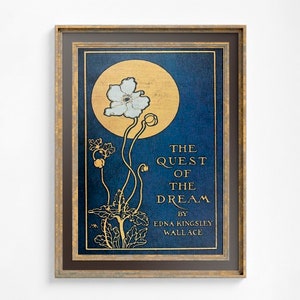 Vintage Book Cover Print - Art Nouveau Poster - Quest of the Dream Cover - Floral Print Bohemian Print Large Artwork