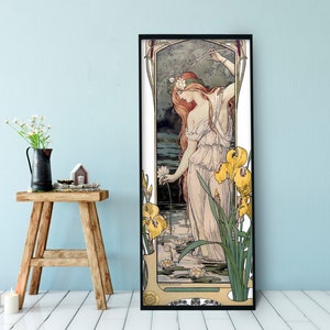 Art Nouveau Poster - Bohemian Lady -  Print Large Artwork - Floral - Long Poster -Elisabeth Sonrel - Fleur - French Painting