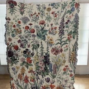 Adolphe Millot Floral Tapestry Blanket: Vintage Bohemian Woven Throw