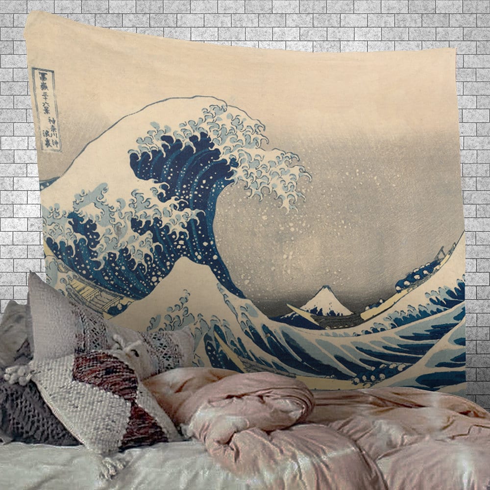 Psychedelic Tapestries Sea Waves Ukiyo-e Japanese Tapestry Wall Art Hanging 