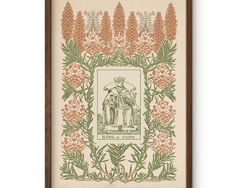 King of Cups Tarot Print: Vintage Nouveau Card Art