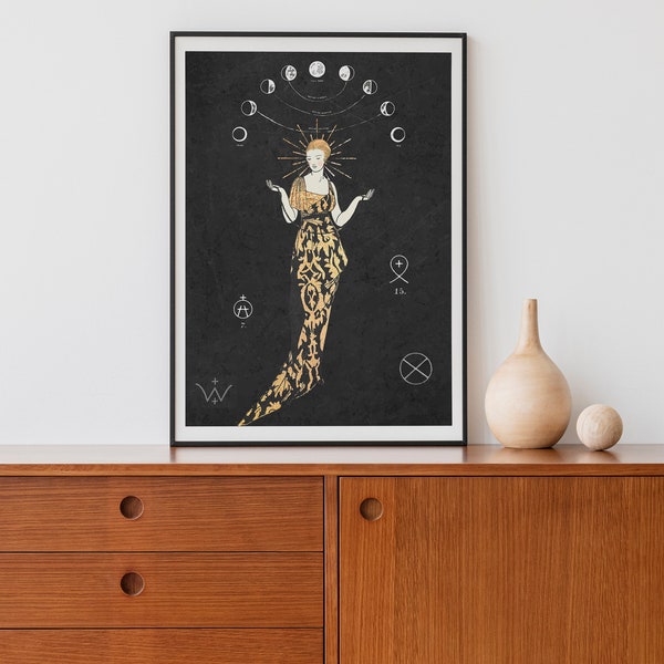 Deco - Diosa Art Nouveau - Póster Boho - Lámina de Diosa Obra de Arte Grande Mucha