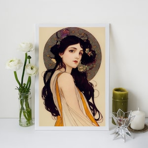 Art Nouveau -  Goddess - Poster  Bohemian - Goddess Print Large Artwork - Persephone