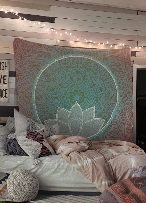 Kess InHouse Kess Original Lotus Pattern Teal Yoga Flowers Wall Tapestry 51 X 60 Kess InHouse Kess Original Lotus Pattern Teal Yoga Flowers Wall Tapestry 51 X 60