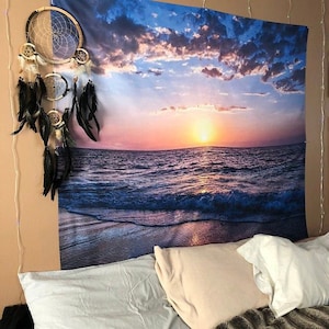 Ocean Wall Tapestry Pink Yoga Meditation Hippie Wall Hanging