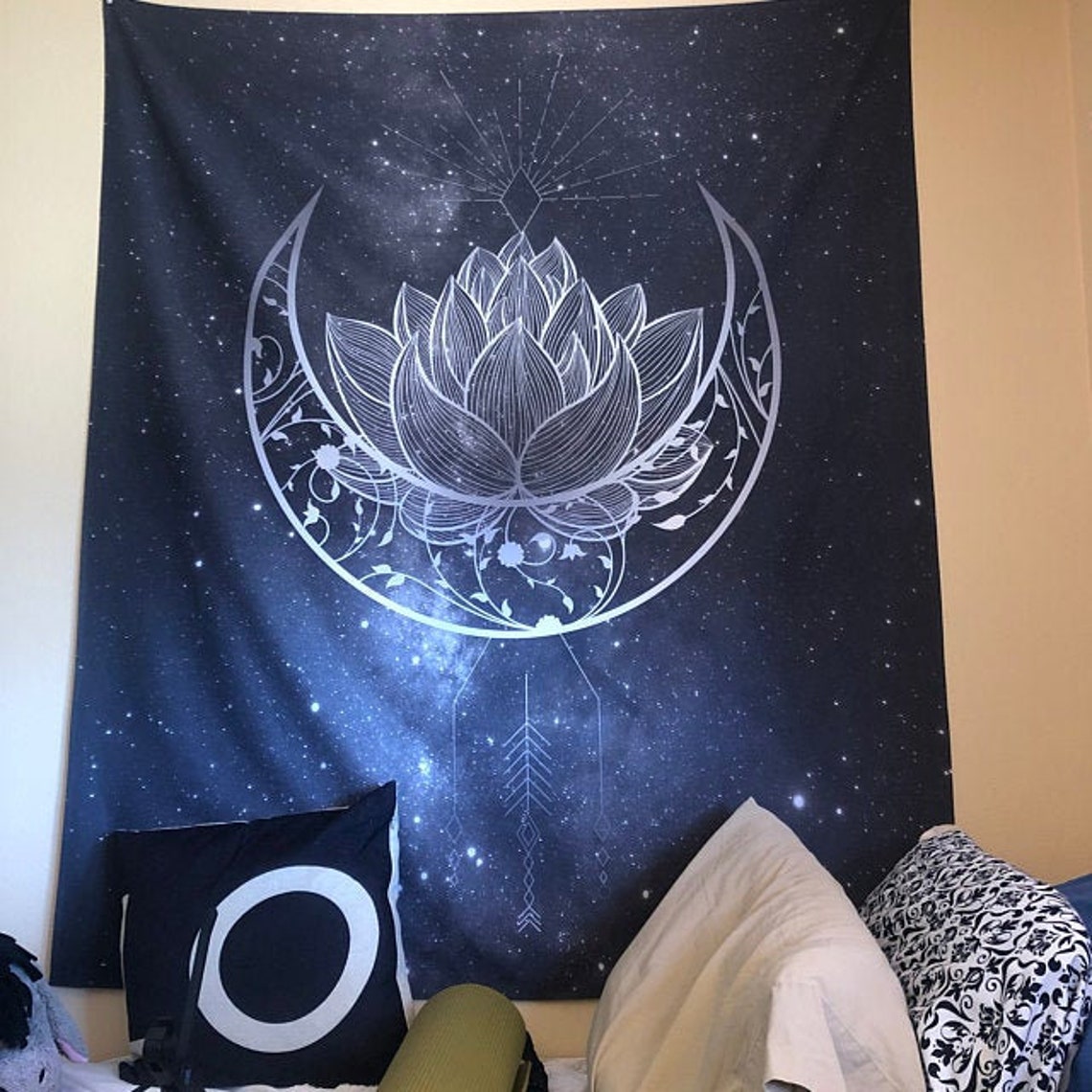 Moon Wall Hanging Gothic Tapestry Black Gothic Home Decor Half Etsy 日本