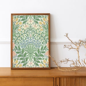 Art Nouveau Floral Poster -  Green and Yellow Vintage -  Floral Print Bohemian Print