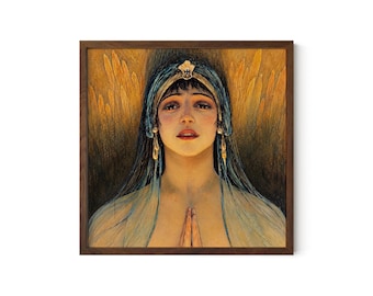 Pagan Prayer Art Print, Art Nouveau Spiritual Woman, Bohemian Goddess Decor