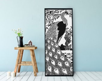 Impresión Art Nouveau de pavo real: Póster largo bohemio