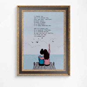 Freundschaftsgedicht - Ich wähle dich - Bester Freundgedicht - Gedicht für Sie - Liebesgedicht - Freundgeschenk - Wandkunst-Illustration