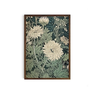 Floral Art Nouveau Print -  William Morris - Bohemian Print Large Artwork - Green