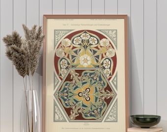 Art Nouveau Poster Neutral - Mandalas - Floral Print Bohemian Print - Nature Art