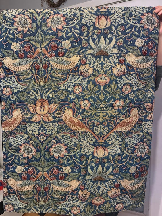 William Morris Woven Tapestry, Bird Floral Wall Hanging - Hanging Rod is not included
