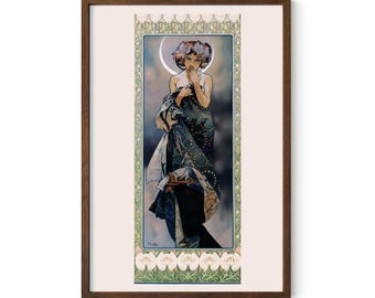 The Moon by Alphonse Mucha - Vintage Art Print - Celestial Wall Decor