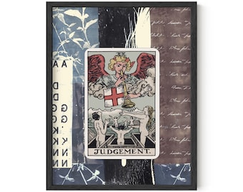 Judgement Tarot Card Poster: Shabby Chic Floral Art Nouveau Print - Tarot Collage