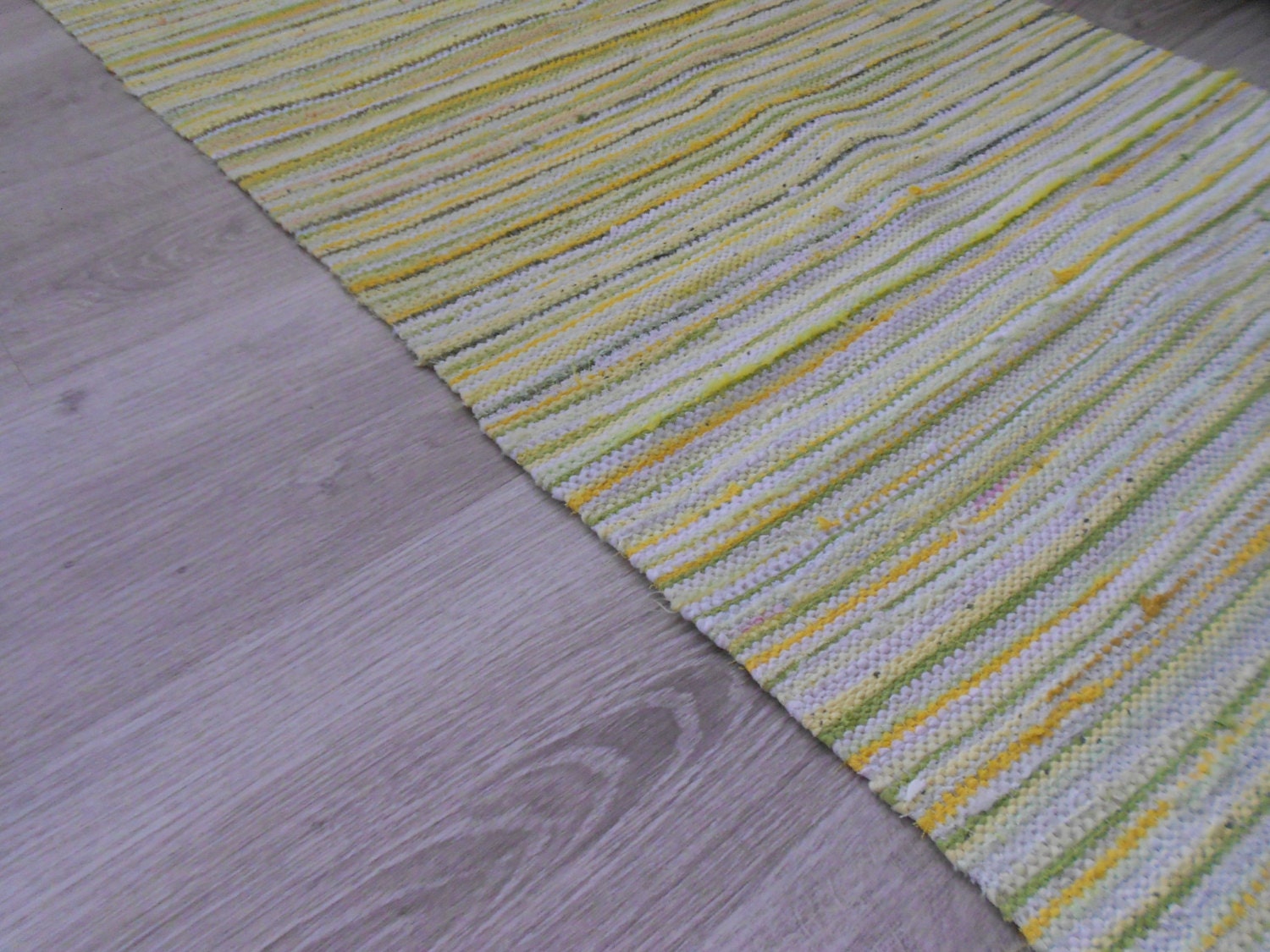 Rag Rug Handmade Rag Rug Runner Woven Rug Yellow Green Rag Rug Etsy