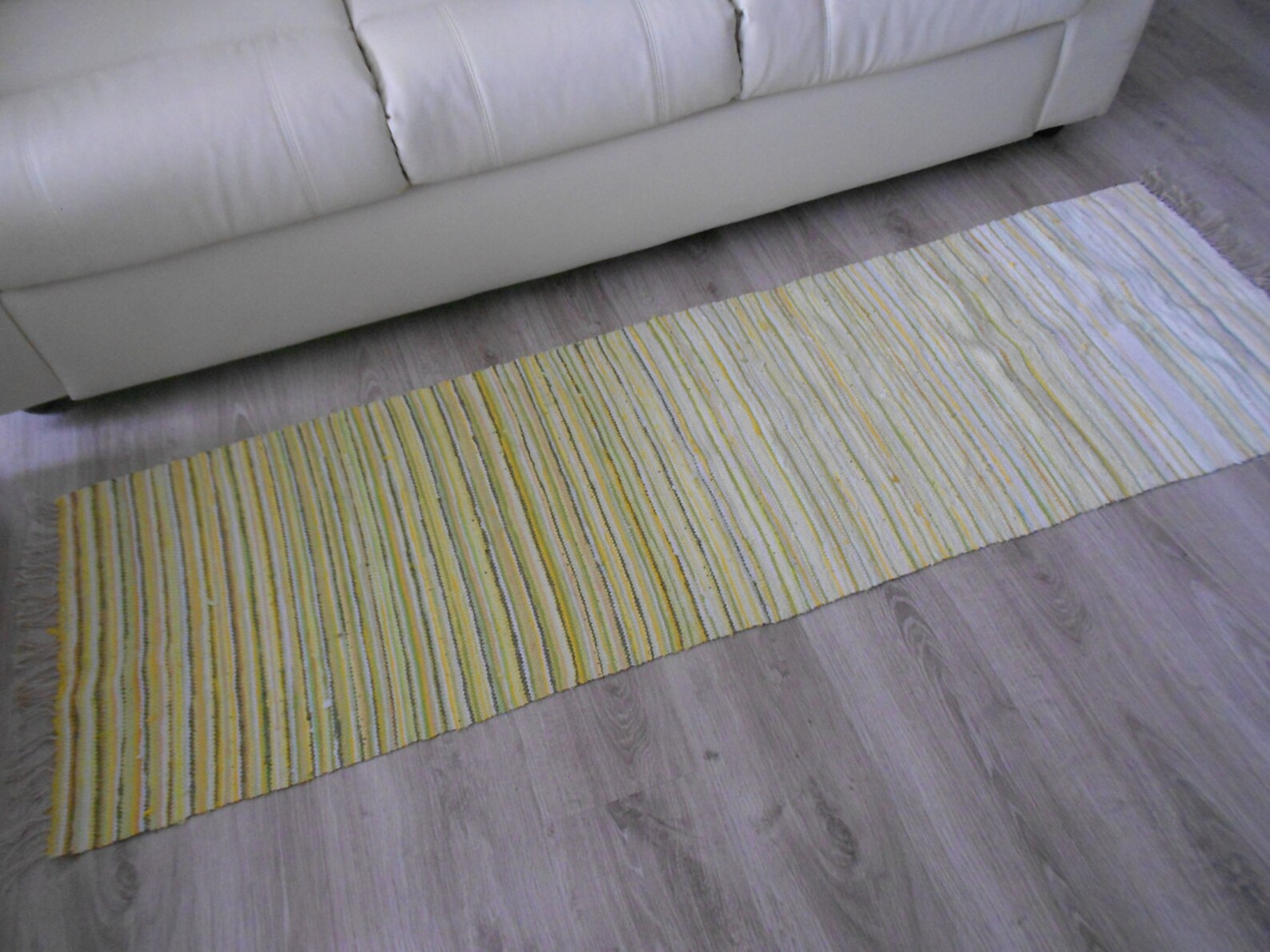 Rag Rug Handmade Rag Rug Runner Woven Rug Yellow Green Rag Rug Etsy