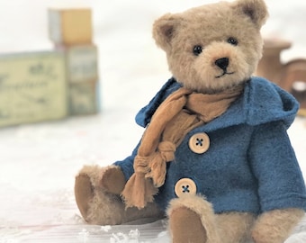 Miniature Mohair Teddy Bear - "Bertie" with  hand finished gift box