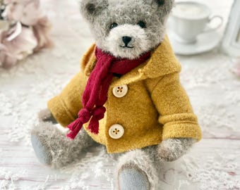 Small Traditional Teddy Bear - "Oscar" - mohair jointed artist bear with hand finished gift box