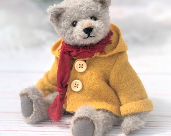 Small Traditional Teddy Bear - "Oscar" - mohair jointed artist bear with hand finished gift box