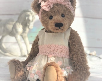 MADE TO ORDER: Jointed Mohair Bear - Large Traditional Teddy Bear - "Fleur"