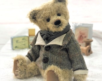 Large Vintage Artist Bear - "Frederick" - with genuine Harris Tweed jacket - Made to order