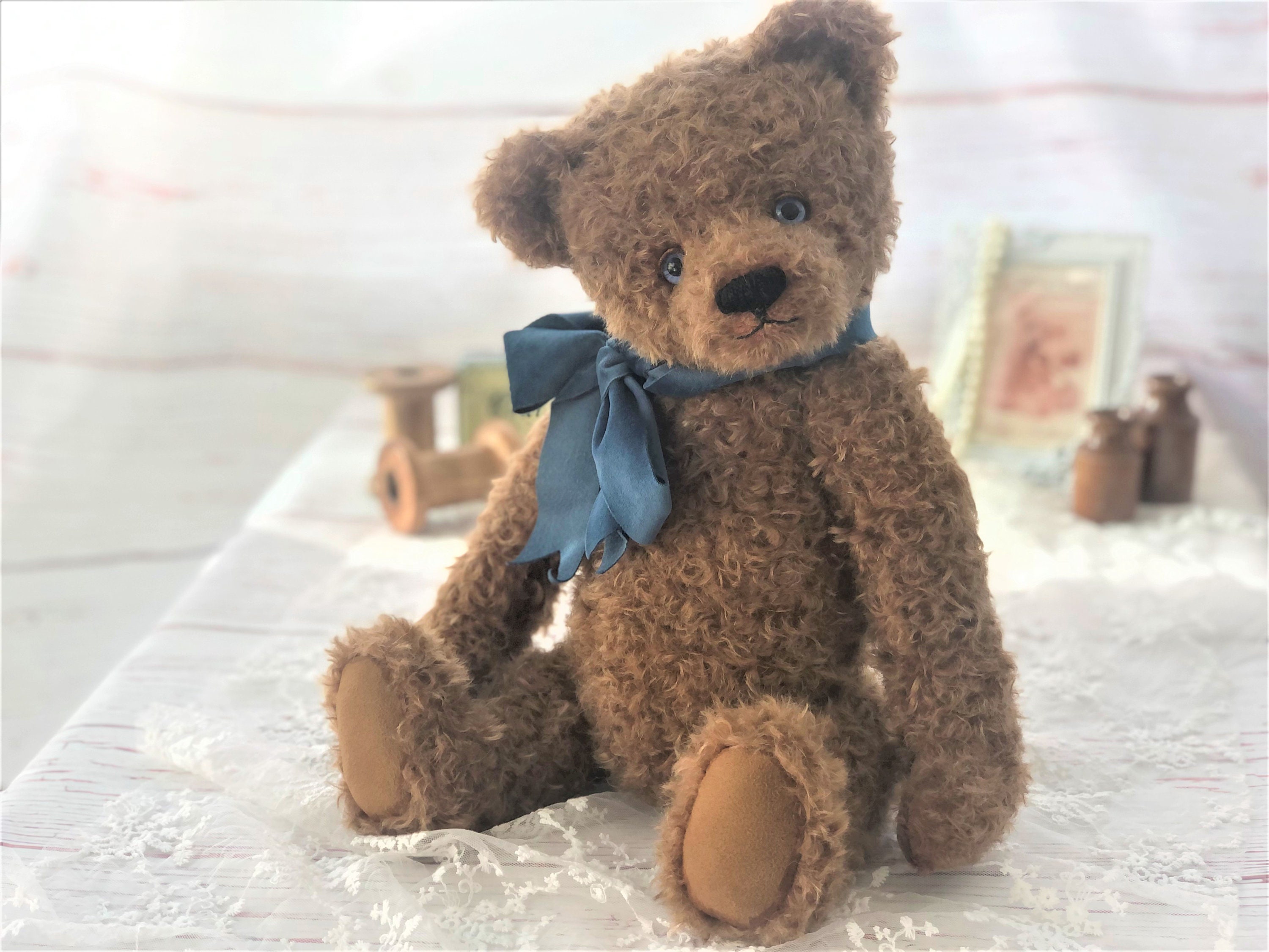 Buy Luxury Traditional Mohair Bear With Blue Glass Eyes Online in India 