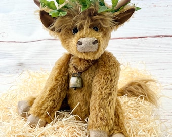 Highland Cow "Ivy" - Scottish Highland Coo Artist Bear - made to order