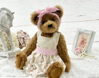 Large Jointed Mohair Bear - "Fleur" with free delivery