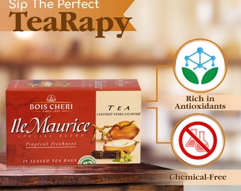 Premium Black Coconut Organic Tea Bags from Mauritius - Unique Gifts for Tea Lovers - Individually Wrapped, Gluten-Free, and Non-GMO