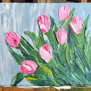 Peinture de fleurs faite main : effet 3D fait main sur toile, décoration murale parfaite pour chambre à coucher, cuisine, salon ou bureau