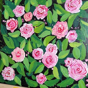 Peinture originale de fleurs : effet 3D fait main, motif floral, décoration murale parfaite pour chambre, cuisine, salon ou bureau