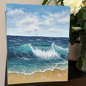 Peinture originale faite à la main. Peinture océanique. 100 % fait main. Mer. Paysage marin. Peinture acrylique.