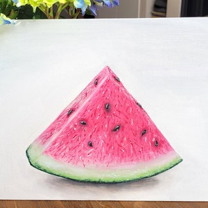Original Watermelon Painting: Handmade Acrylic Artwork on Canvas, Perfect Wall Decor for Kitchen, Living Room or Office