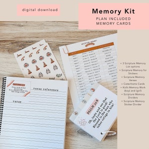 Kit de memorización de las Sagradas Escrituras; Versículos para memorizar; Plan de memorización; Pegatinas digitales