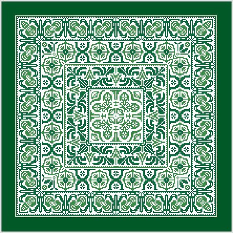 Decorative square ornament Pattern cross-stitch Digital PDF image 2.